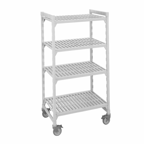 Cambro CPMU214875V4480 48" W x 21" D x 75" H Speckled Gray Polypropylene 4 Shelves Louvered Camshelving Premium Mobile Starter Unit