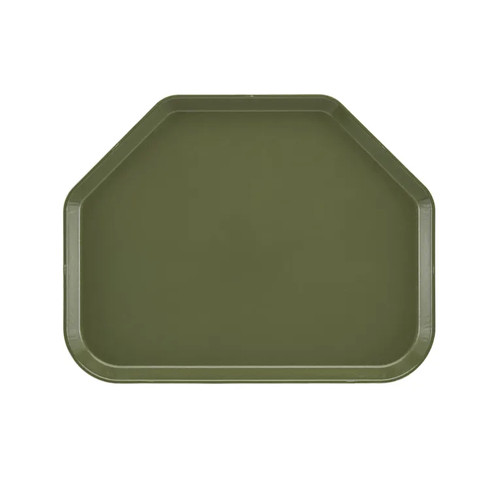 Cambro 1418TR428 14" x 18" Trapezoid Fiberglass Olive Green Camtray - 12/Case