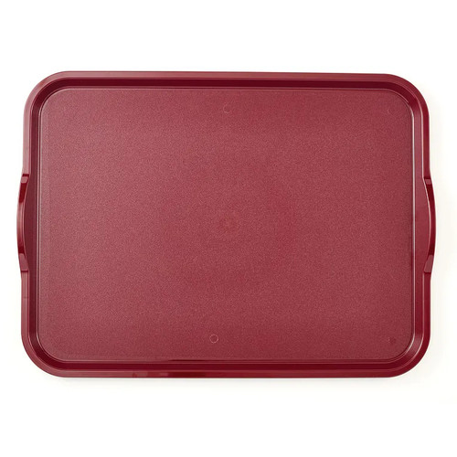 Cambro 1418CWNSH488 14" x 18" Dark Cranberry Polycarbonate Rectangular Camwear Tray with Handles - 12/Case
