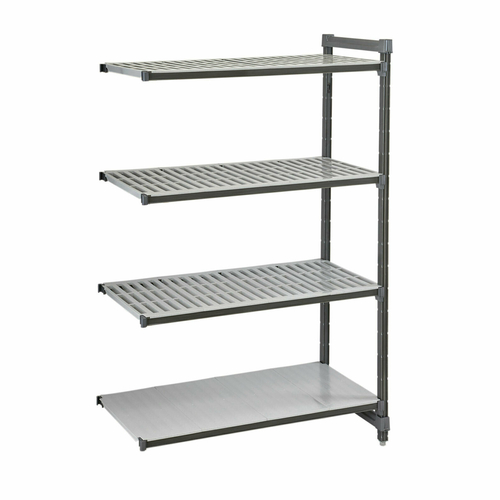 Cambro EA244272VS4580 42" W x 24" D x 72" H Brushed Graphite Polypropylene 4 Shelves Louvered and Solid Camshelving Elements Stationary Add-On Unit