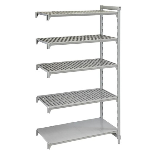 Cambro CPA212484VS5PKG 24" W x 21" D x 84" H Speckled Gray 5 Shelves Vented and Solid Camshelving Premium Add-On Unit