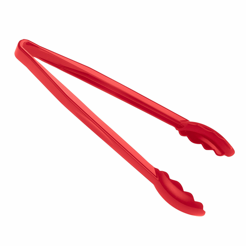 Cambro 12TGS404 12" Scallop Grip Dishwasher Safe Red Lugano Tongs - 12/Case