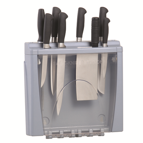 San Jamar STK1008 Saf-T-Knife Station 15" W Polycarbonate Clear Front Door Knife Block Rack