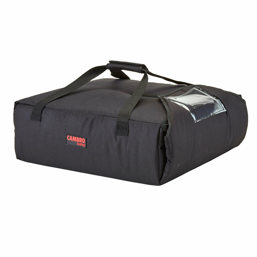 Cambro GBPP212110 (2) 12" Pizza Capacity Black Nylon Fabric Sewn-In Straps and Ticket Pouch GoBag Premium Pizza Delivery Bag