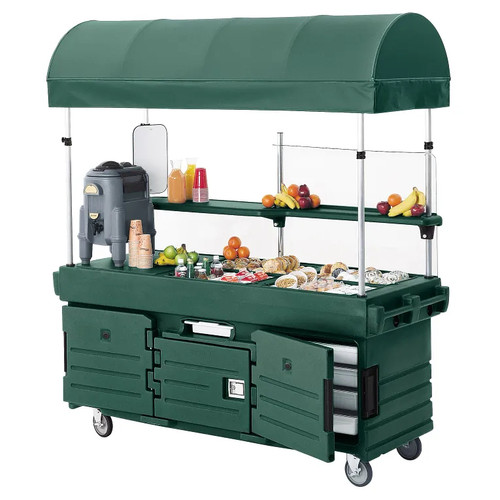 Cambro KVC854C519 Kentucky Green with 4 Pan Wells and Canopy CamKiosk Cart