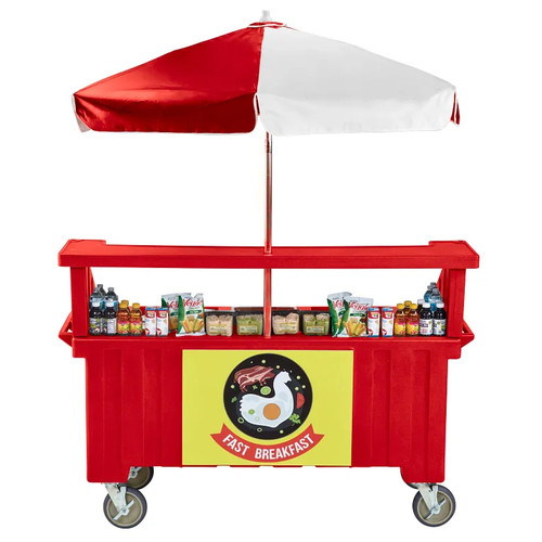 Cambro CVC724158 Hot Red 4 Counter Top Wells 3 Compartments Camcruiser Vending Cart