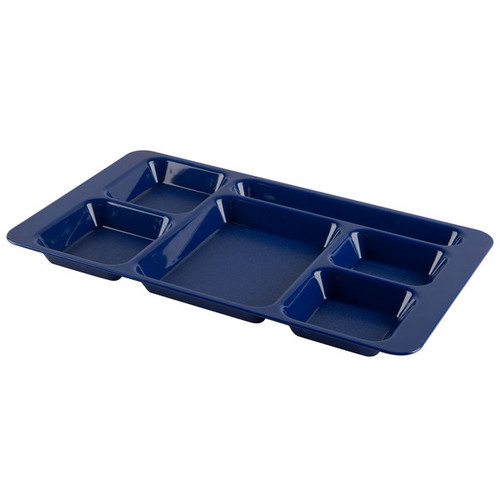 Cambro 1596CP186 9" x 15" Navy Blue Co-Polymer Rectangular Camwear 2 " x 2 Compartment Tray - 24/Case