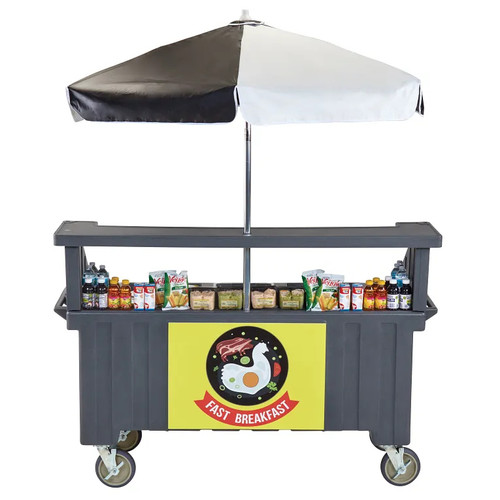 Cambro CVC72191 Granite Gray 3 Counter Top Wells 3 Compartments Camcruiser Vending Cart
