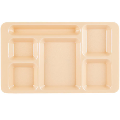 Cambro 1596CW133 9" x 15" Beige Polycarbonate Rectangular Camwear 2 " x 2 Compartment Tray - 24/Case