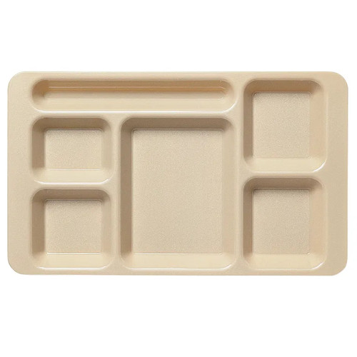 Cambro 1596CW133 9" x 15" Beige Polycarbonate Rectangular Camwear 2 " x 2 Compartment Tray - 24/Case