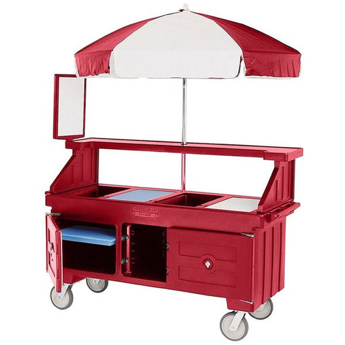 Cambro CVC72158 Hot Red 3 Counter Top Wells 3 Compartments Camcruiser Vending Cart
