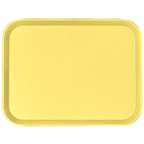 Cambro 1014FF108 10.44" x 13.56" Primrose Yellow Rectangular Polypropylene Rigid Bottom Textured Surface Fast Food Tray