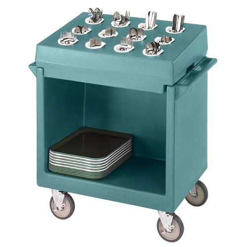 Cambro TDCR12401 38.13" W x 22.75" D x 41.25" H Slate Blue Polyethylene Open 12 Compartments Dish Cart & Cutlery Rack