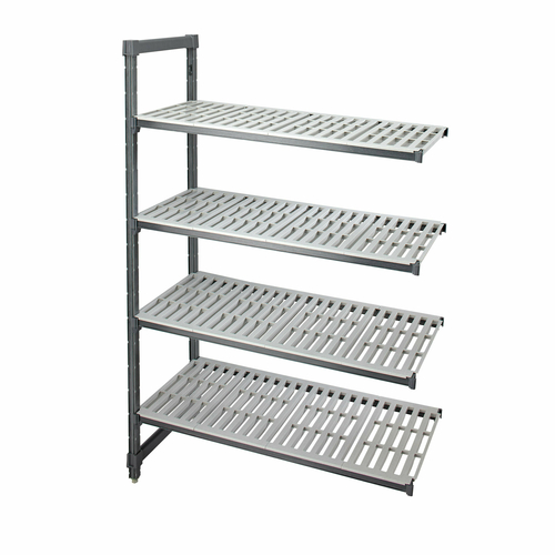Cambro EA216084VS5580 60" W x 84" H x 21" D Brushed Graphite Polypropylene 5 Shelves Louvered and Solid Camshelving Elements Stationary Add-On Unit