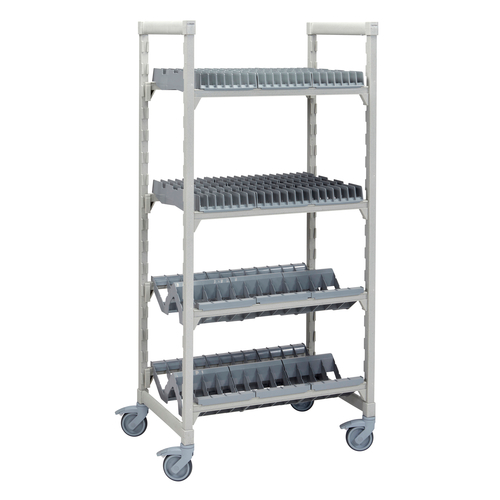 Cambro CPMU243675D4PKG 36" W x 24" D x 75" H Speckled Gray Plastic 4 Tiers Camshelving Mobile Drying/Storage Rack