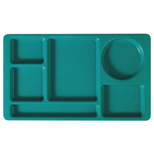 Cambro 915CW414 9" x 15" Teal Polycarbonate Rectangular Camwear 2 x 2 Compartment Tray - 24/Case