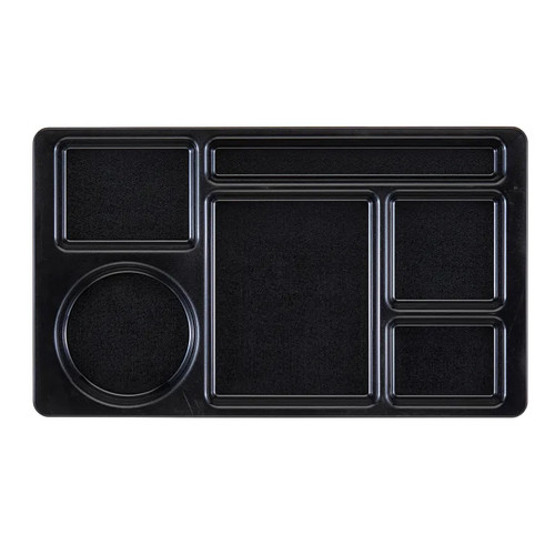 Cambro 915CW110 9" x 15" Black Polycarbonate Rectangular Camwear 2 x 2 Compartment Tray - 24/Case