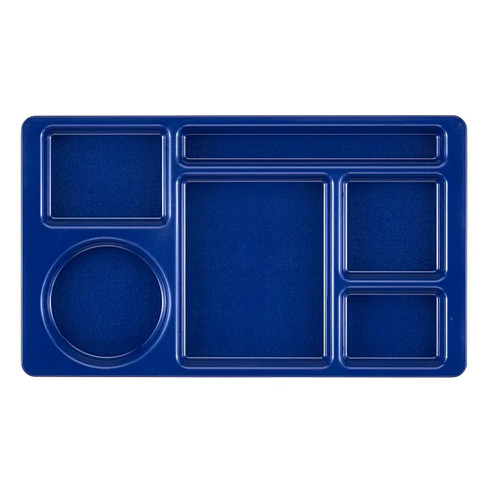 Cambro 915CW186 9" x 15" Navy Blue Polycarbonate Rectangular Camwear 2 x 2 Compartment Tray - 24/Case