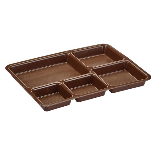 Cambro 1411CP167 5 Compartment Rectangular Brown Tray-On-Tray Meal Delivery Tray - 24/Case