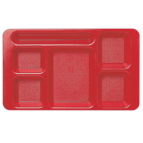 Cambro 1596CW404 9" x 15" Red Polycarbonate Rectangular Camwear 2 " x 2 Compartment Tray - 24/Case