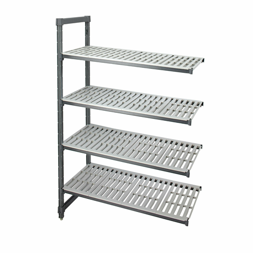 Cambro EA213684V4580 36" W x 84" H x 21" D Brushed Graphite Polypropylene 4 Shelves Louvered Camshelving Elements Stationary Add-On Unit