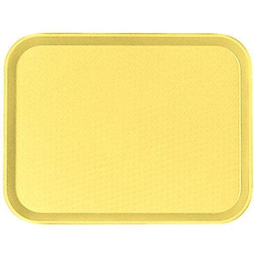 Cambro 1418FF108 13.81" x 17.75" Primrose Yellow Rectangular Polypropylene Rigid Bottom Textured Surface Fast Food Tray - 12/Case