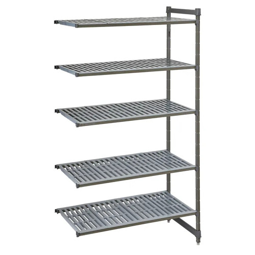 Cambro CBA213064V5580 30" W x 64" H x 21" D Brushed Graphite Polypropylene 5 Shelves Louvered Camshelving Basics Plus Add-On Unit