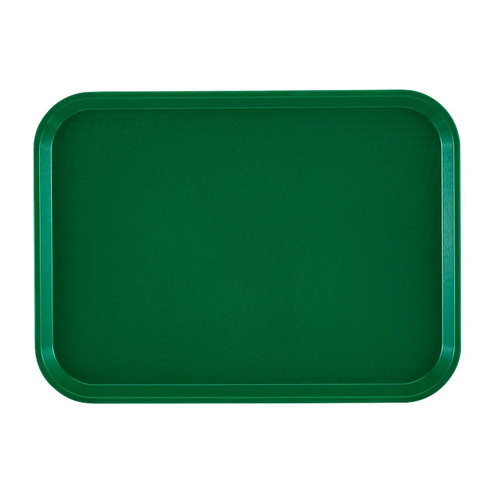 Cambro 1418FF119 13.81" x 17.75" Sherwood Green Rectangular Polypropylene Rigid Bottom Textured Surface Fast Food Tray - 12/Case