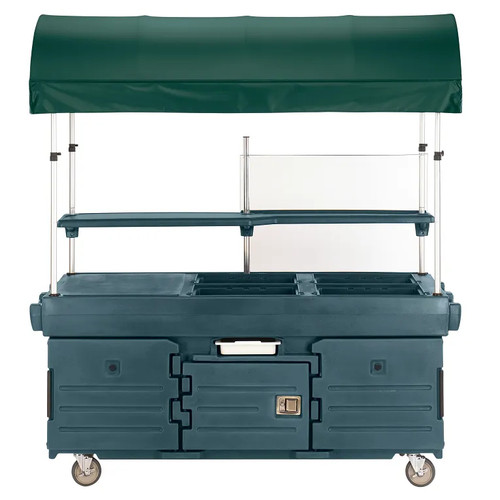 Cambro KVC854C192 Granite Green with 4 Pan Wells and Canopy CamKiosk Cart