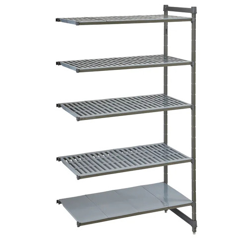 Cambro CBA246084VS5580 60" W x 84" H x 24" D Brushed Graphite Polypropylene 5 Shelves Louvered and Solid Camshelving Elements Stationary Add-On Unit