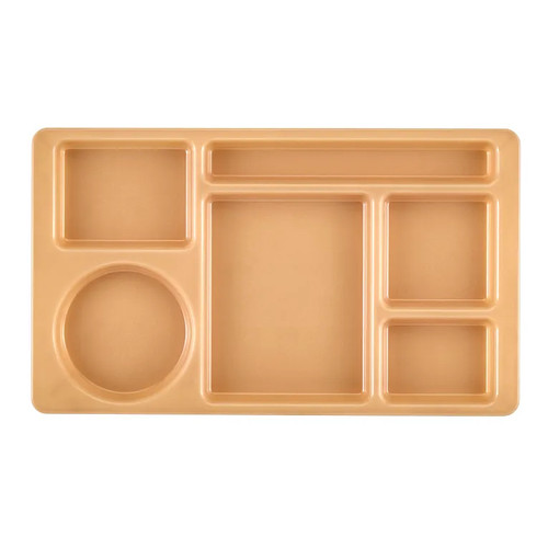 Cambro 915CW133 9" x 15" Beige Polycarbonate Rectangular Camwear 2 x 2 Compartment Tray - 24/Case