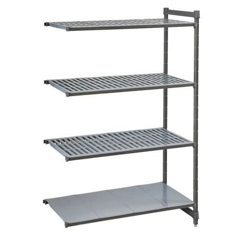 Cambro CBA213064VS4580 30" W x 64" H x 21" D Brushed Graphite Polypropylene 5 Shelves Louvered and Solid Camshelving Basics Plus Add-On Unit