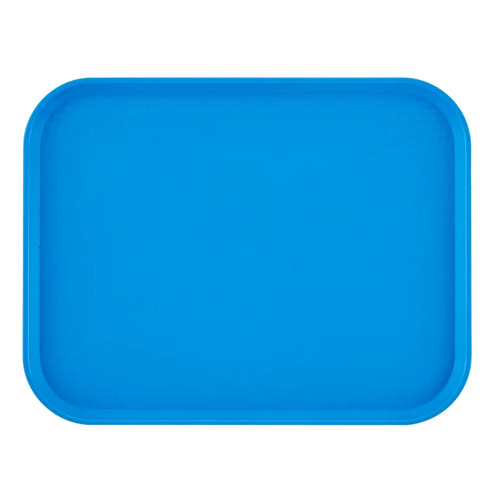 Cambro 1418FF168 13.81" x 17.75" Blue Rectangular Polypropylene Rigid Bottom Textured Surface Fast Food Tray - 12/Case
