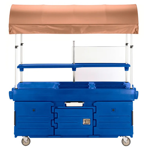 Cambro KVC854C186 Navy Blue with 4 Pan Wells and Canopy CamKiosk Cart