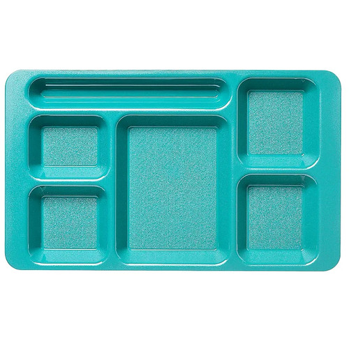 Cambro 1596CW414 9" x 15" Teal Polycarbonate Rectangular Camwear 2 " x 2 Compartment Tray - 24/Case