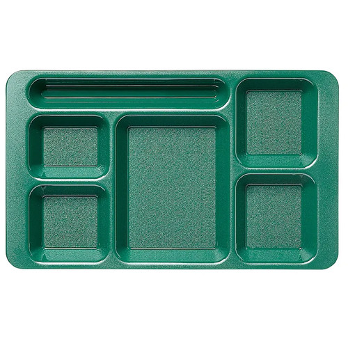 Cambro 1596CW119 9" x 15" Sherwood Green Polycarbonate Rectangular Camwear 2 " x 2 Compartment Tray - 24/Case