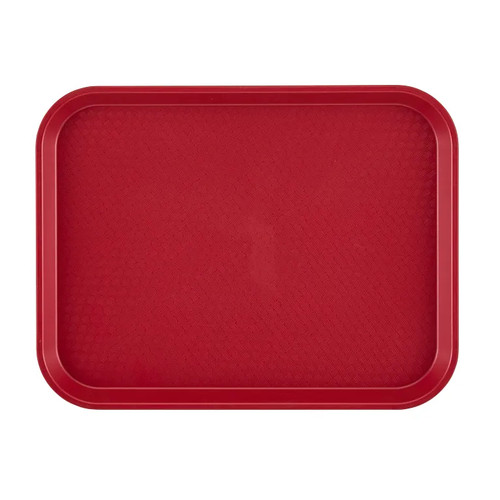Cambro 1014FF416 10.44" x 13.56" Cranberry Rectangular Polypropylene Rigid Bottom Textured Surface Fast Food Tray - 24/Case