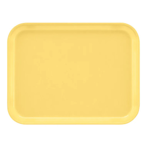 Cambro 1218MT145 11 1/2" x 17 3/4" x 1" Yellow Rectangular Fiberglass Market Display Tray - 12/Case
