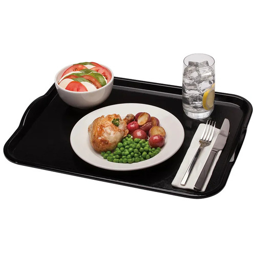 Cambro 1418H110 14" X 18" Rectangular Black Camtray Dietary Tray - 12/Case