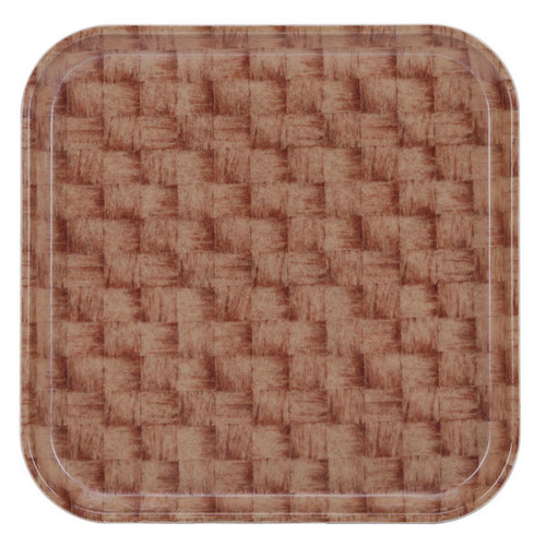 Cambro 1313301 13" x 13" Dark Basketweave Square Fiberglass Metric Camtray - 12/Case
