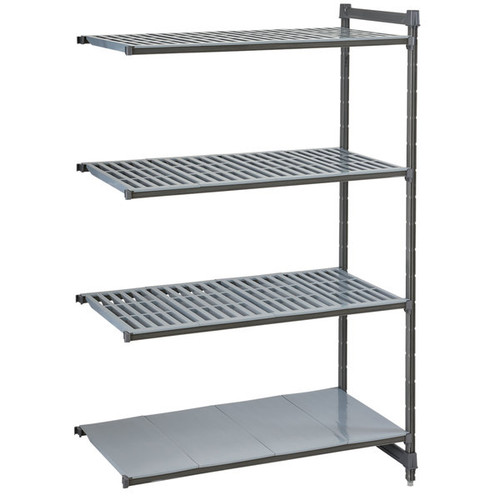 Cambro CBA244272VS4580 42" W x 72" H x 24" D Brushed Graphite Polypropylene 4 Shelves Louvered and Solid Camshelving Elements Stationary Add-On Unit