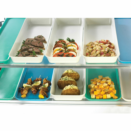 Cambro 8302MT142 8 7/16" x 30" x 2" Blue Rectangular Fiberglass Display Market Pan - 12/Case