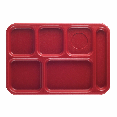Cambro Bct1014163 10" x 14" Red Abs Rectangular Budget School Tray - 24/Case