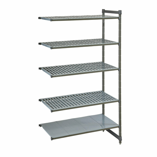 Cambro CBA213684VS5580 36" W x 84" H x 21" D Brushed Graphite Polypropylene 5 Shelves Louvered and Solid Camshelving Basics Plus Add-On Unit
