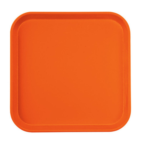 Cambro 1313220 13" x 13" Citrus Orange Square Fiberglass Metric Camtray - 12/Case