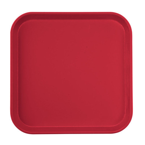 Cambro 1313221 13" x 13" Ever Red Square Fiberglass Metric Camtray - 12/Case