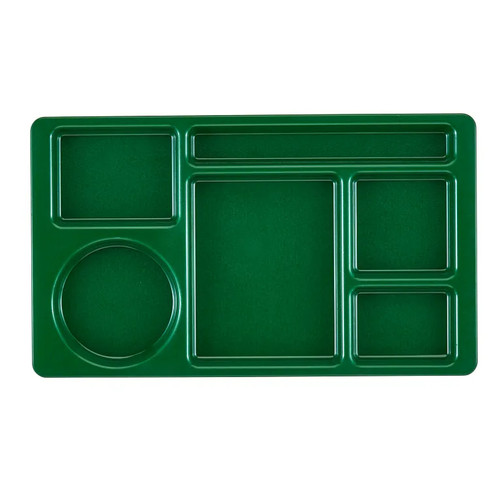 Cambro 915CW119 9" x 15" Sherwood Green Polycarbonate Rectangular Camwear 2 x 2 Compartment Tray - 24/Case