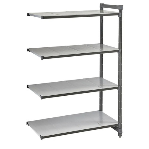 Cambro CBA184264S4580 42" W x 64" H x 18" D Brushed Graphite Polypropylene 4 Shelves Solid Camshelving Basics Plus Add-On Unit