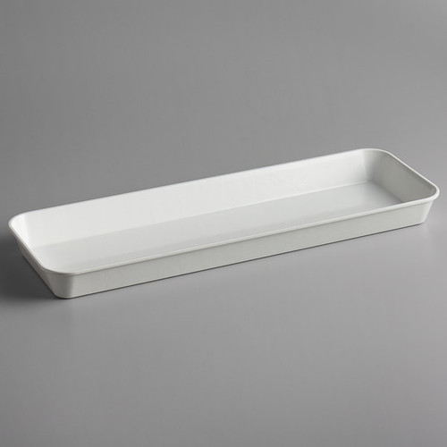 Cambro 8262MT148 8 3/8" x 25 1/2" x 2" White Rectangular Fiberglass Display Market Pan - 12/Case
