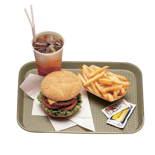Cambro 1216FF104 11.88" x 16.13" Desert Tan Rectangular Polypropylene Rigid Bottom Textured Surface Fast Food Tray - 24/Case